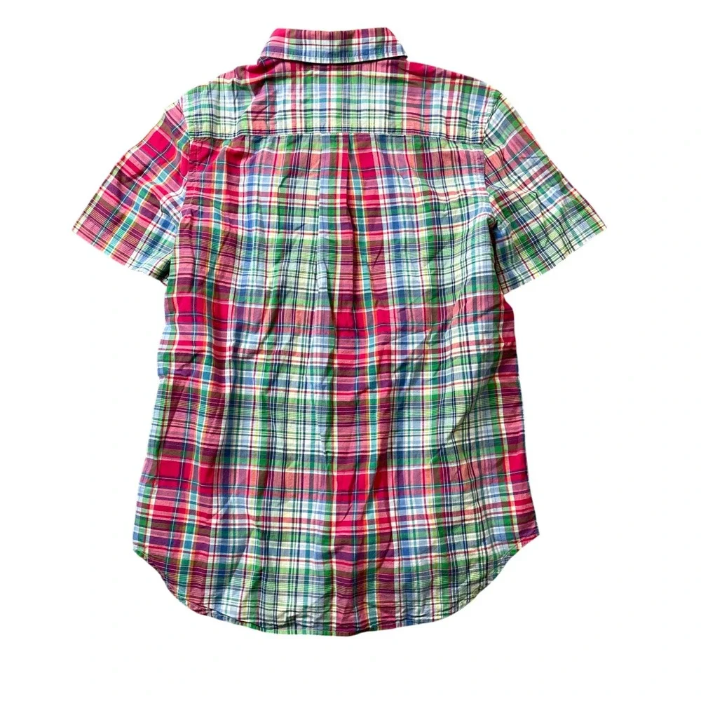 Ralph Lauren Boys‎ XL (18-20) Plaid Button Up Short Sleeve 100% Cotton